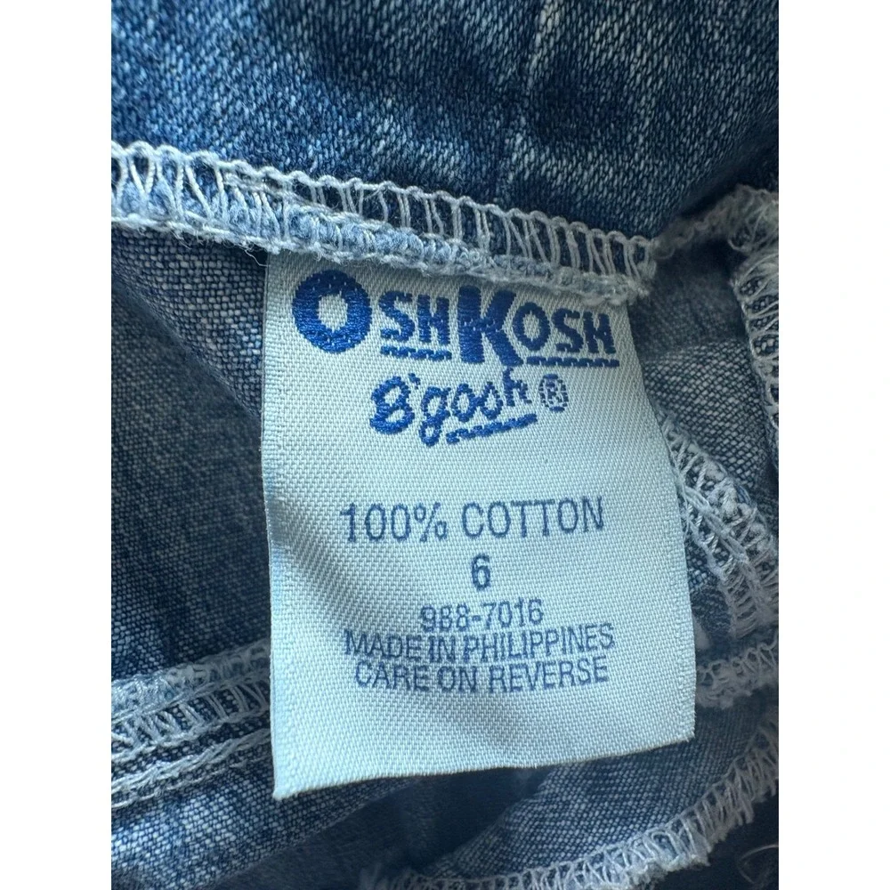 Vintage OshKosh Bgosh Girls Denim Overall Jumper Dress Sunflower Blue Size 6